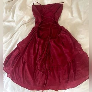 Aspen Lace Up Dress in Magenta